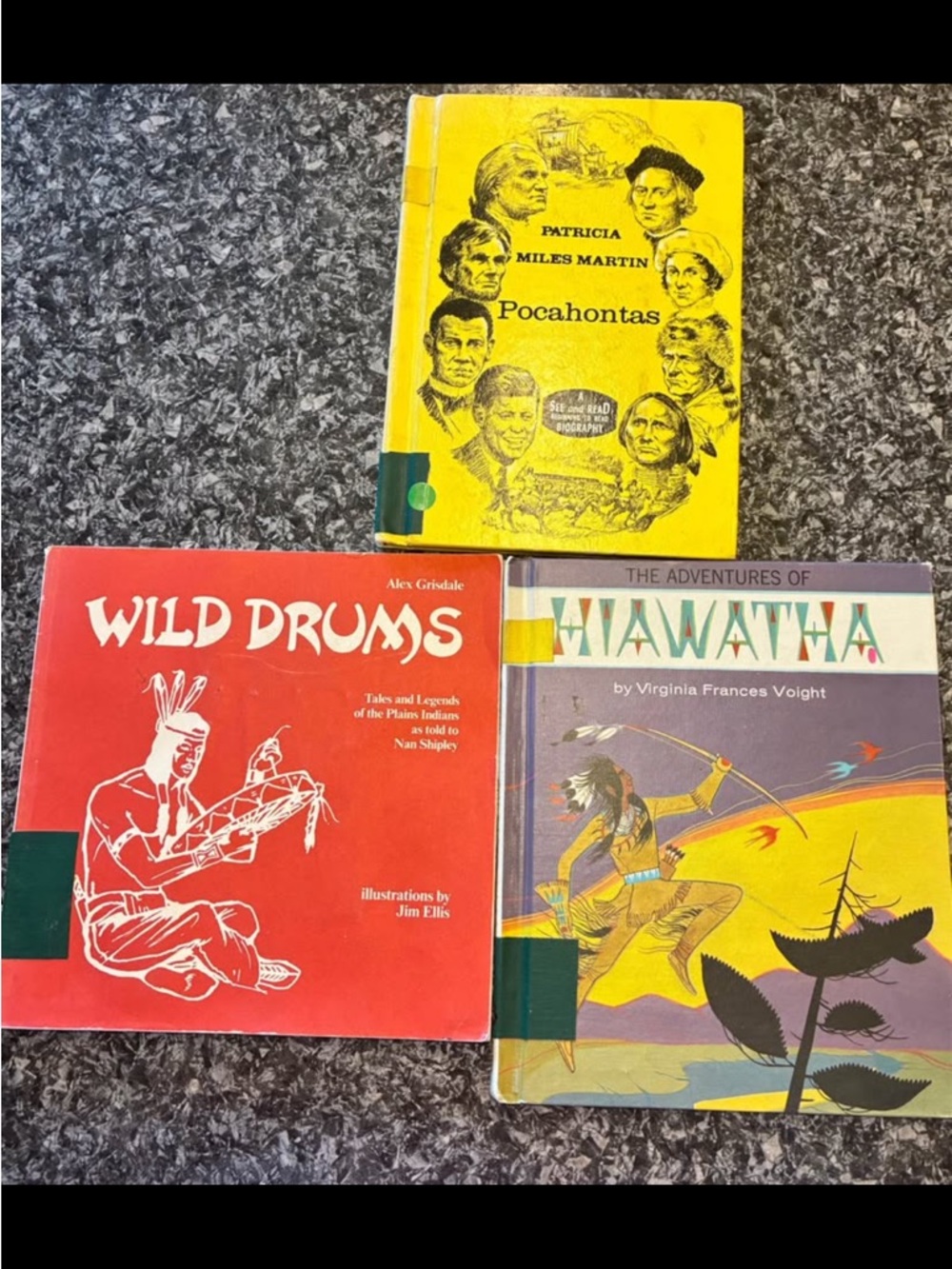 Three Vintage  Indigenous Children's Books - Yellow, Red, Purple Covers